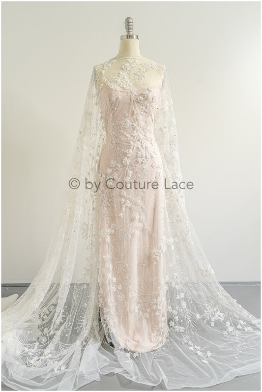 Handperlen-Brautspitze, 3D-Blumen-Spitzenstoff, luxuriöse schwere Perlen-Hochzeitskleid-Spitze, Designer-Couture-Spitze// L22-525(1E=85cm)