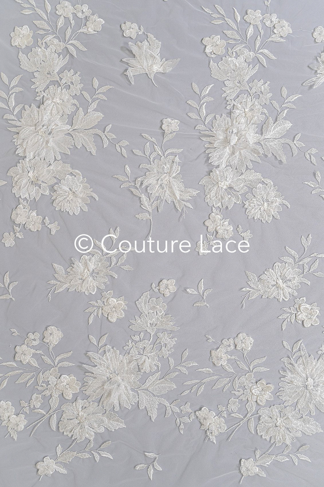 Florale 3D Blumen-Spitze für Brautkleider mit handgemachten 3D Blumen // L25-725