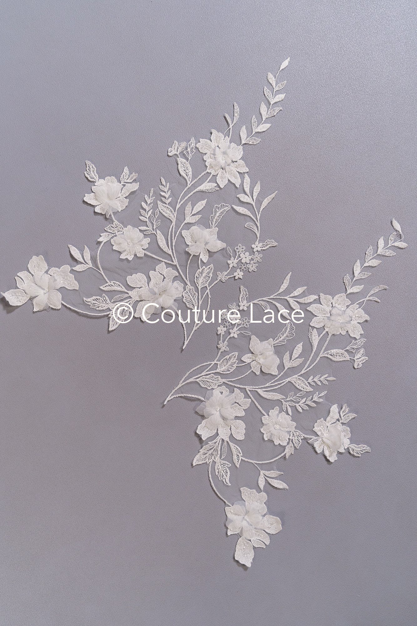 3D flower appliqués for wedding dresses/ wedding dress lace flowers // A25-475