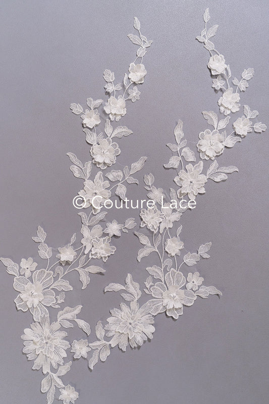 Romantische 3D Blumen Applikationen für Brautkleider/ Brautspitze Blumen // A25-476