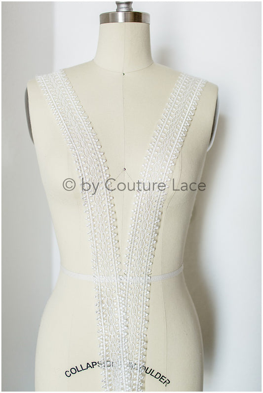 Garniture de dentelle de mariée feuille/ Garniture de dentelle Boho Off-White/ Garniture de dentelle de voile de mariée/ Voile de dentelle/ Broderie de dentelle// T19-073RY