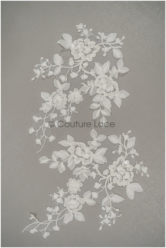 3D Blumen Spitzen Applikation, 3D Brautkleid Spitze, SpitzenBlume Applikation, Spitzen Applikation, 3D Brautkleid Spitzen Applikation, BrautSpitze Applikation, A21-240