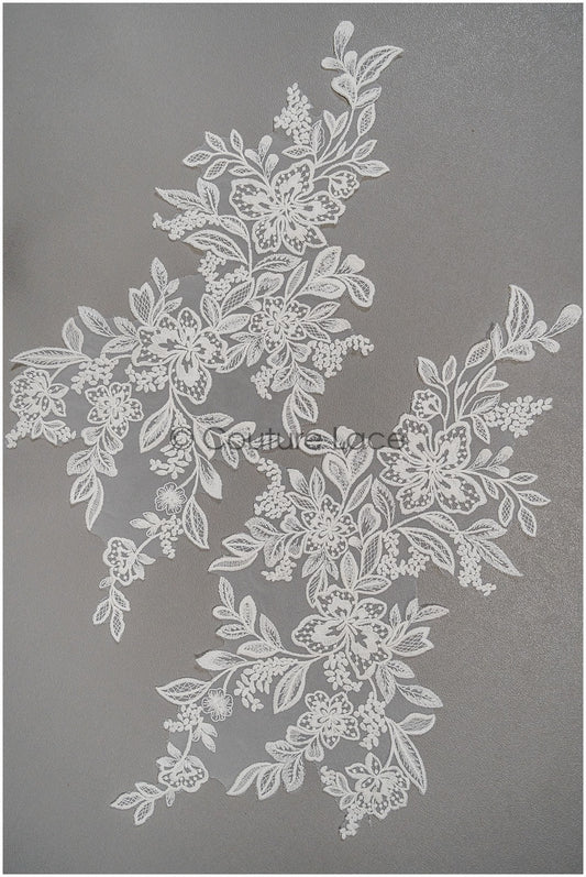 Wildblumen-Spitzen-Patch, Blumen-Spitzen-Applikation, Spitzen-Blumen-Patch, Braut-Spitzen-Blumenapplikationen, A21-245