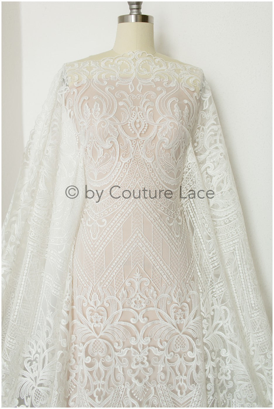 Boho-Baumwoll-Spitzenstoff für Hochzeitskleid, Stickerei-Spitzenstoff für Boho-Bräute, geometrische Baumwollspitze, Boho-Brautkleid-Spitze// L19-248
