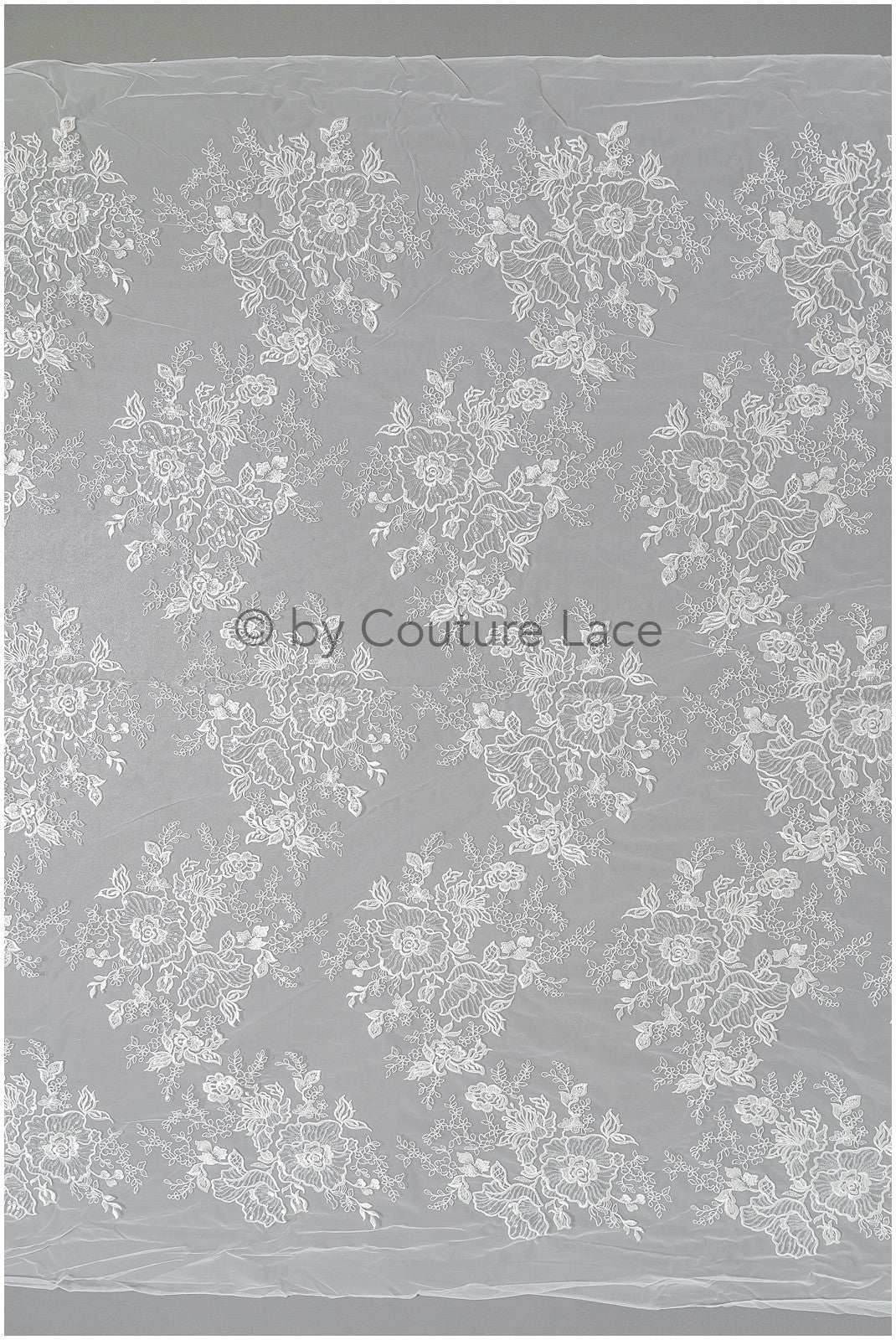 Romantic floral lace fabric/ embroidered floral lace off-white/ wedding dress lace/ rose lace fabric/ bridal lace// L25-031NT