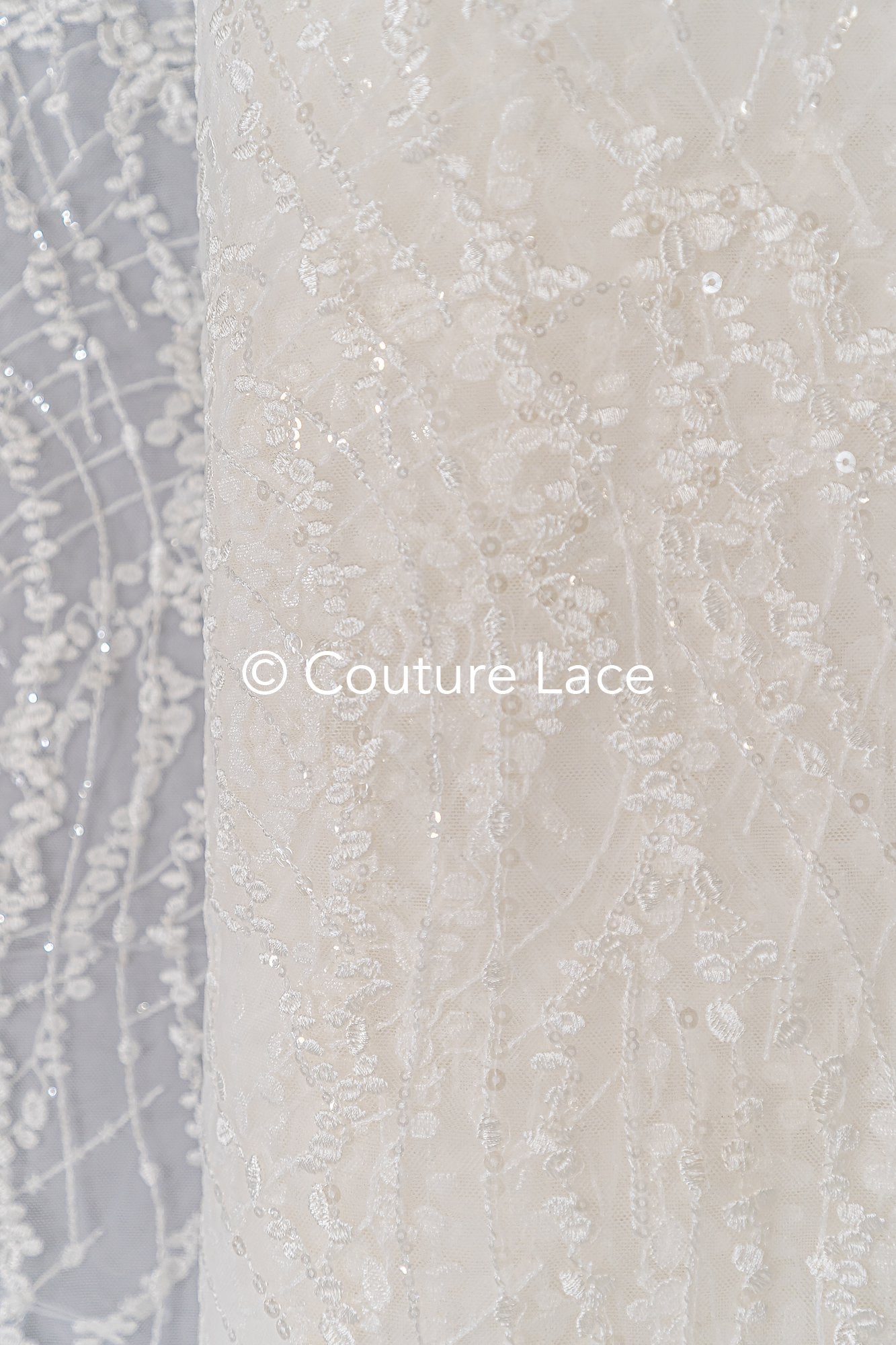Elegant wave-dot lace with sequins for a glamorous wedding dress // L25-105S