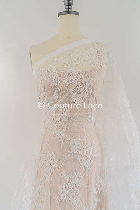 3 Meter Französische Spitze/ Französische Brautspitze/ florale Brautspitze mit Kordel // L25-849