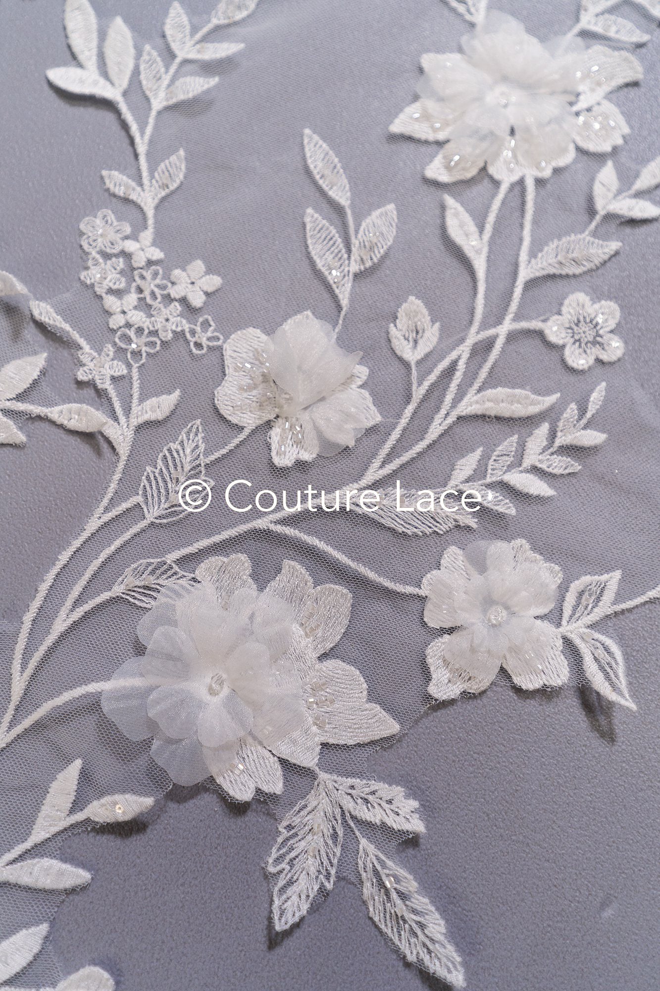 3D flower appliqués for wedding dresses/ wedding dress lace flowers // A25-474