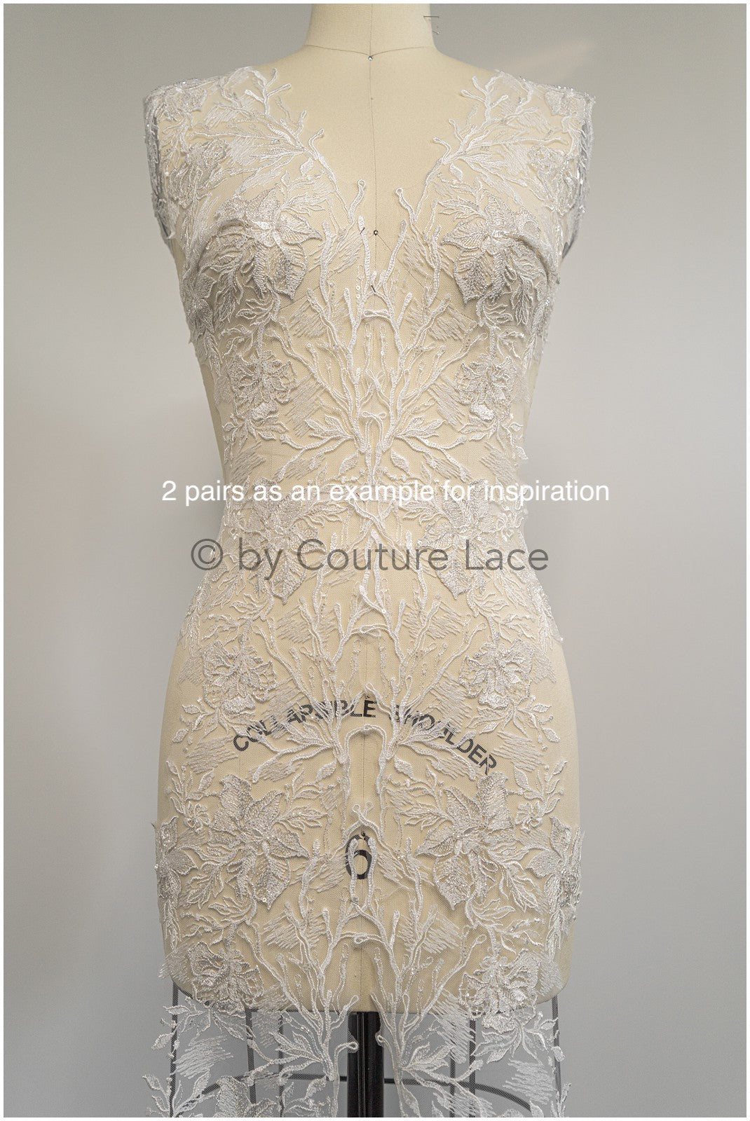 Brautspitze Borte mit Perlen & Pailletten/ Spitzenborte off-white / Braut Borte/ Spitzenborte für Brautkleid// T24-118