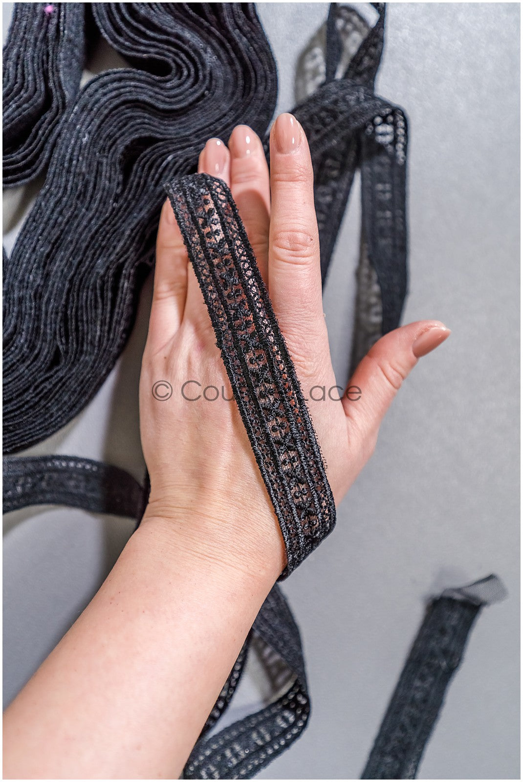 Brautspitze Borte Schwarz/ Spitzenborte schwarz/ Braut Borte/ Spitzenborte für Abendkleid// T24-158