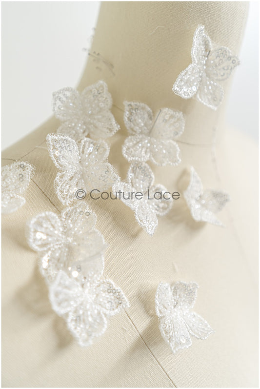 10Stk. Spitzenblumen zum Aufnähen/ 3D Blumen Spitzenapplikation/ Hochzeitskleid Spitzenapplikation/ Braut Spitze// A22-253