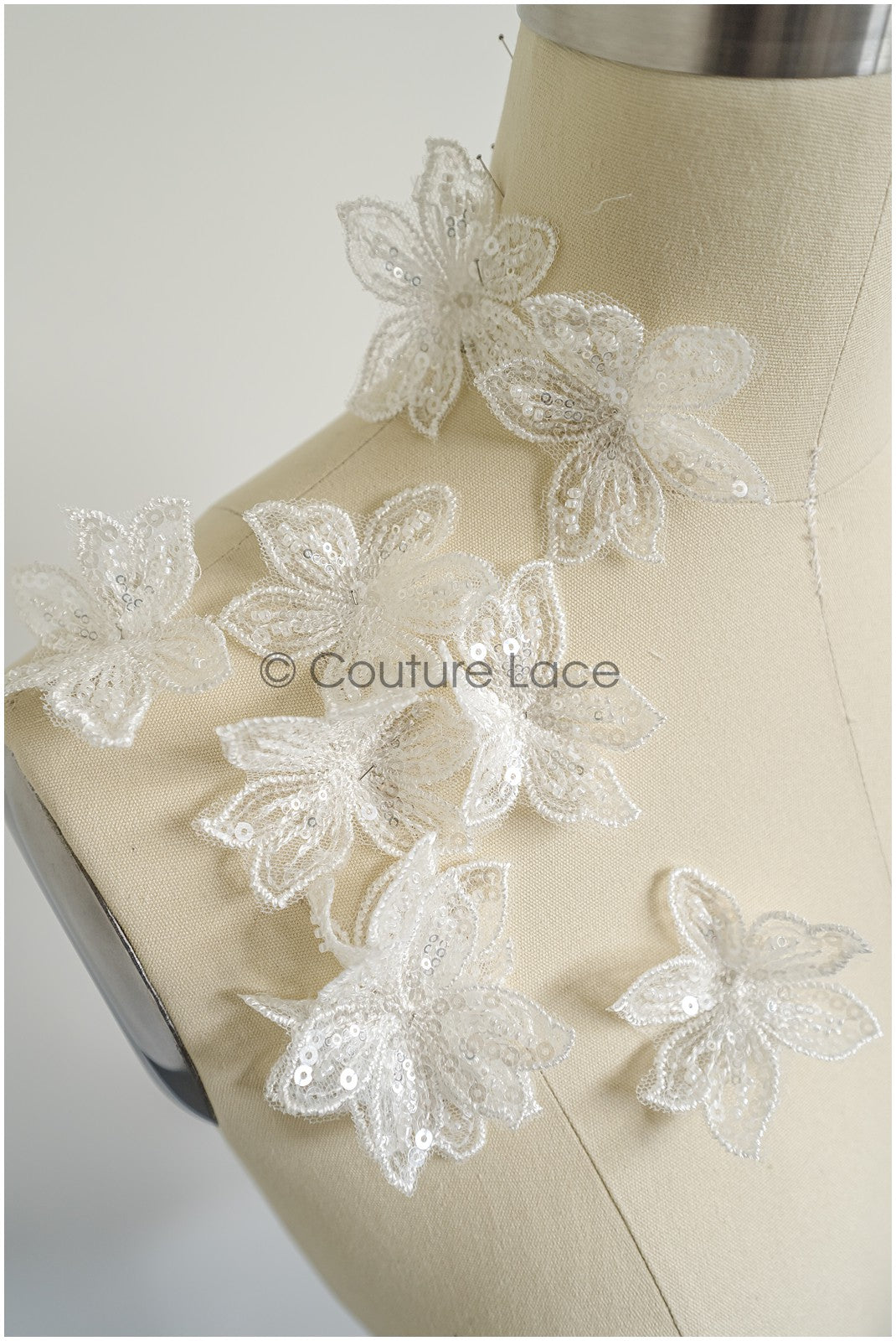 10pcs. Lace flowers for sewing/ 3D flower lace applique/ wedding dress lace applique/ bridal lace// A22-254