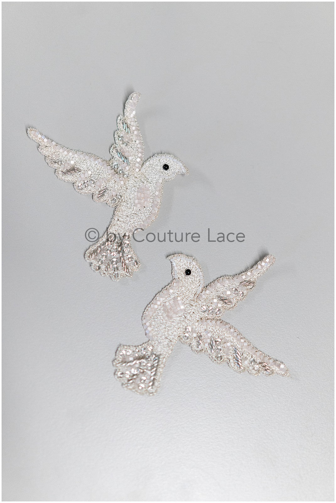 4Stk/2 Paare Hand Perlen Kristall Taube Kleid Panels, Braut Vögel Panels, Braut Schleier Vögel, Bridal Taube Patches// E-039-4STK-SET
