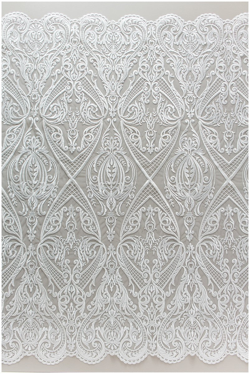 schwerer bestickter Braut-Spitzenstoff, Brautkleid-Stoff, Hochzeitskleid-Tüll, Blumenspitze, schnurgebundener Spitzenstoff// L17-180