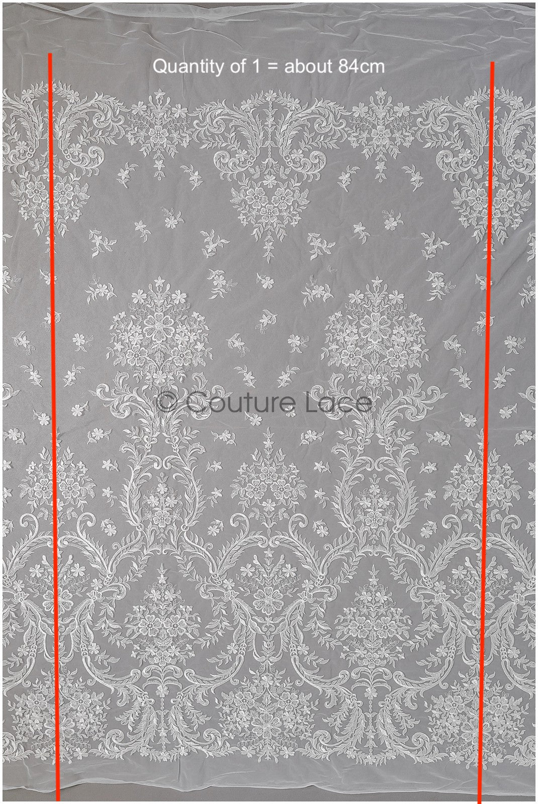 Soft embroidered bridal lace fabric, high-quality lace fabric for wedding dresses // L25-427