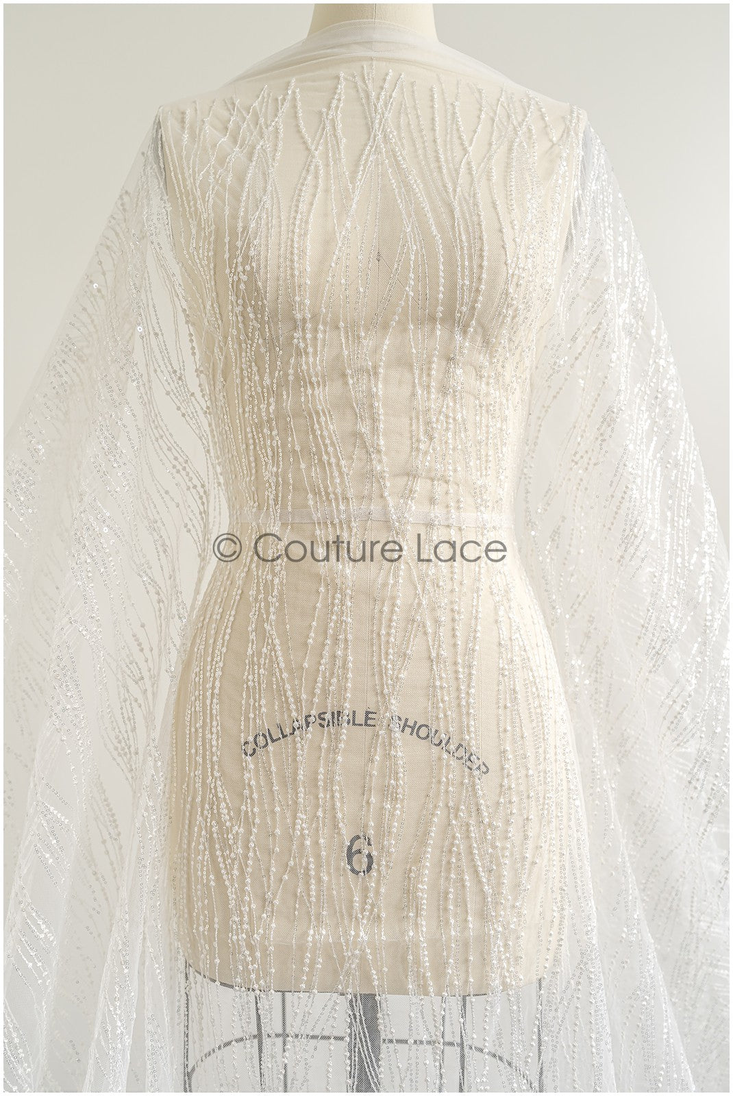 Wunderschöner Spitzenstoff mit Wellenmuster/ Couture-Spitzenstoff/ Braut-Wellen-Punkt-Spitze// L22-465
