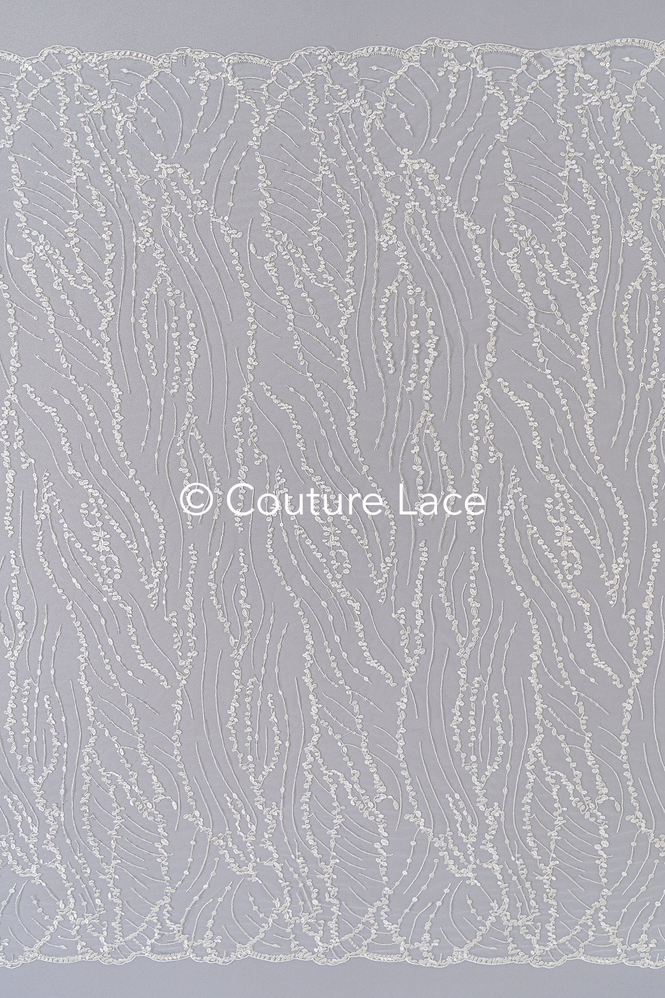 Elegant wave-dot lace with sequins for a glamorous wedding dress // L25-105S