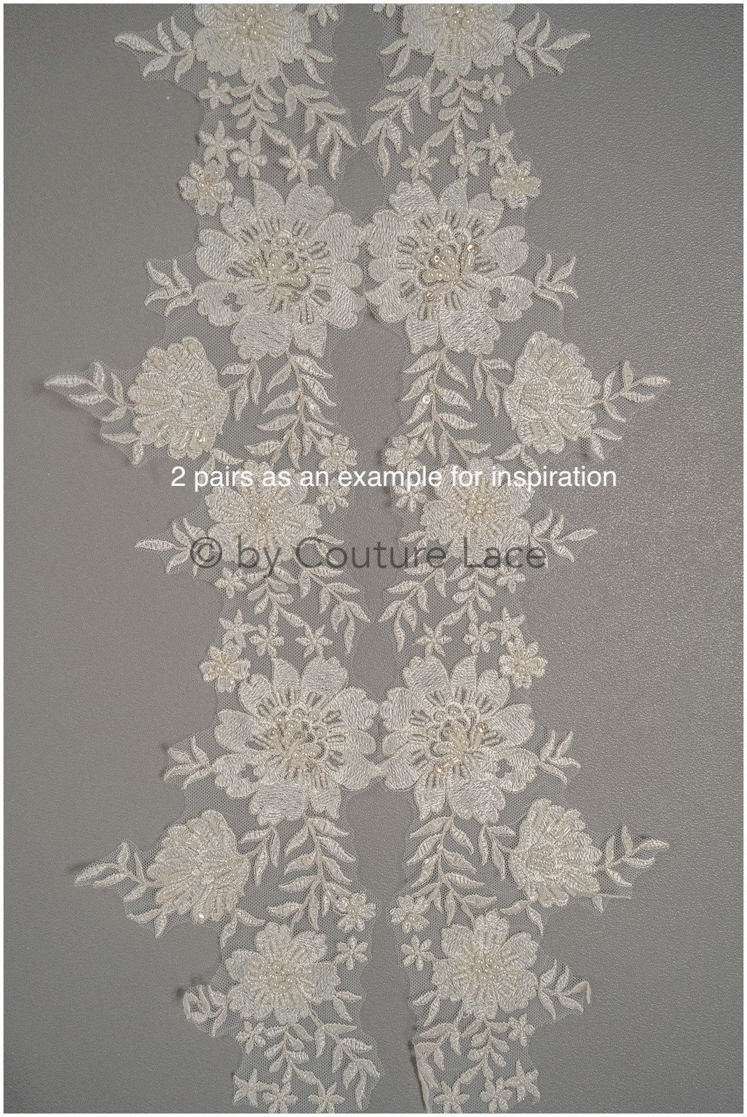 Brautspitze Borte mit Perlen & Pailletten/ Spitzenborte off-white / Braut Borte/ Spitzenborte für Brautkleid// T24-121