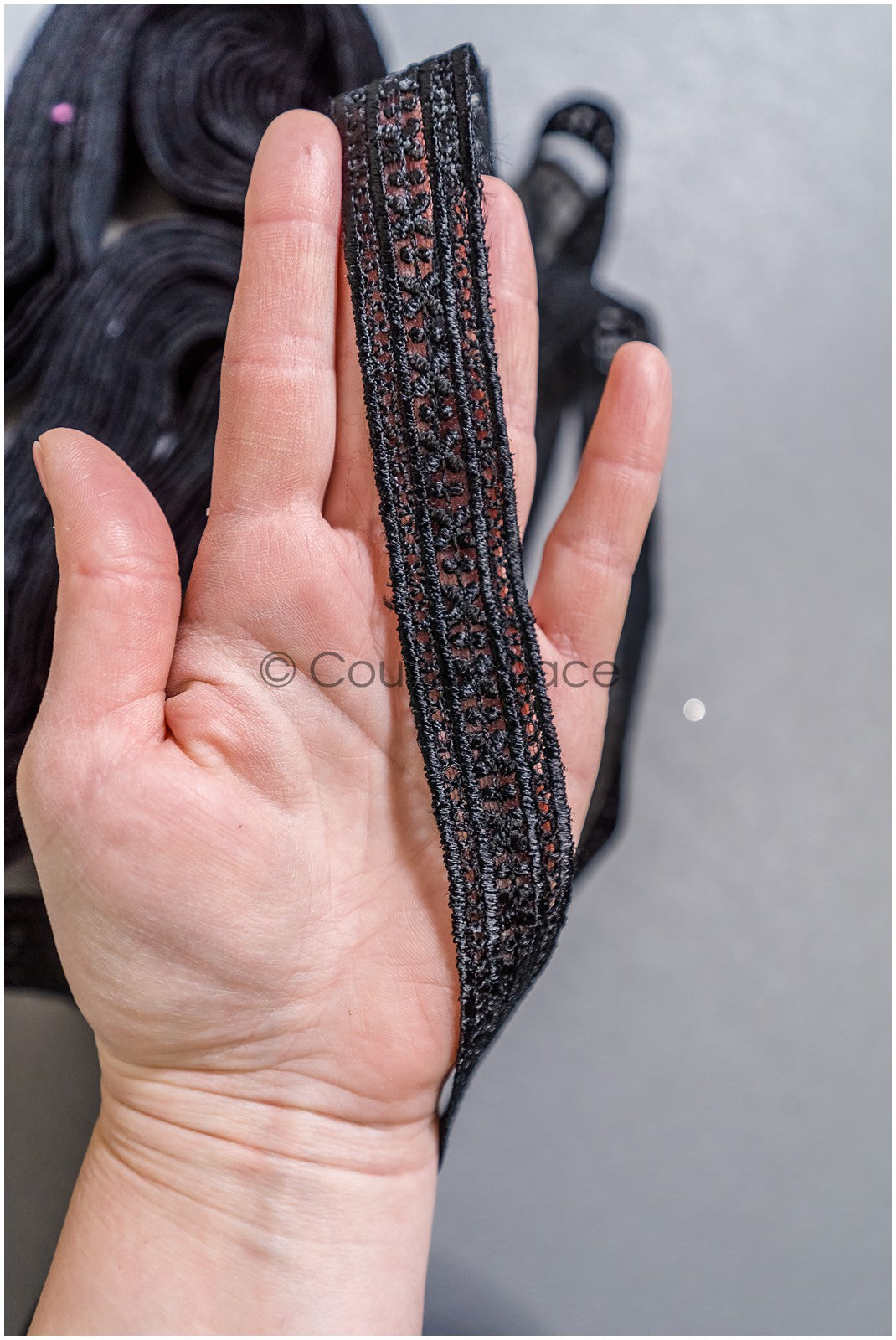 Brautspitze Borte Schwarz/ Spitzenborte schwarz/ Braut Borte/ Spitzenborte für Abendkleid// T24-158