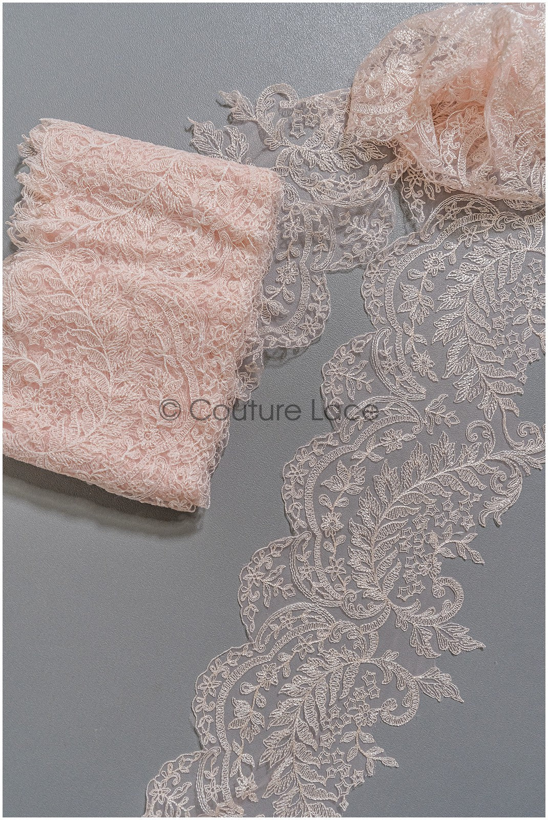Brautspitze Borte Pfirsich/ Spitzenborte Pfirsich / Spitze Borte/ Spitzenborte für Abendkleid// T24-160