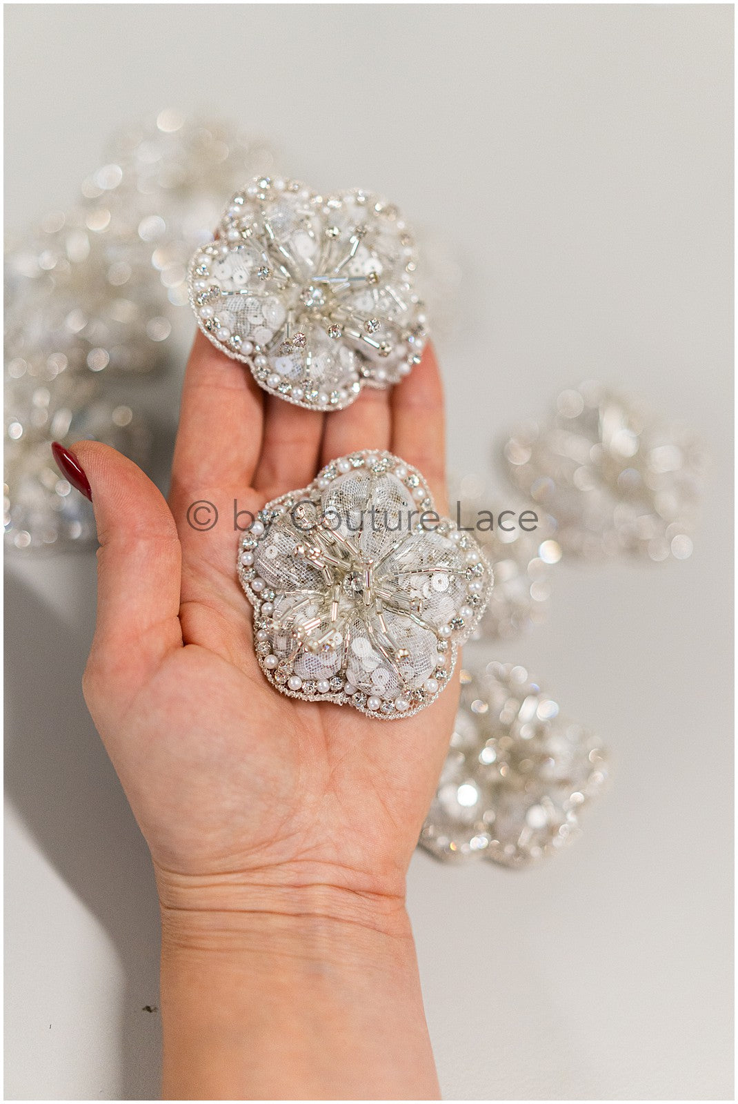 1Stk schwere Perlen 3D Kristall Blume, 3d Perlen Kleid Panels, Braut Diamant Blumen, Brautschleier 3d Blumen, funkelnde Perlen Blume// E-038G-1STK