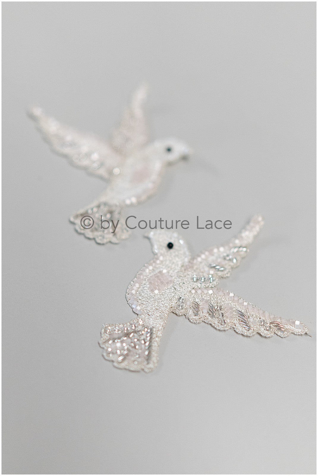 4Stk/2 Paare Hand Perlen Kristall Taube Kleid Panels, Braut Vögel Panels, Braut Schleier Vögel, Bridal Taube Patches// E-039-4STK-SET