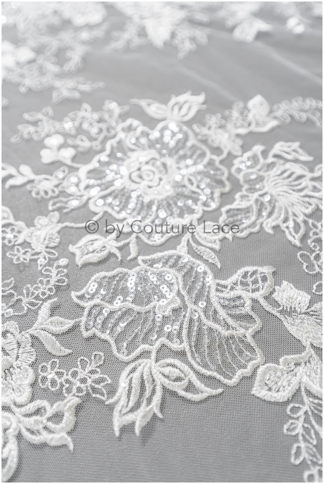 Romantic floral lace fabric/ embroidered floral lace off-white/ wedding dress lace/ rose lace fabric/ bridal lace// L25-031NT