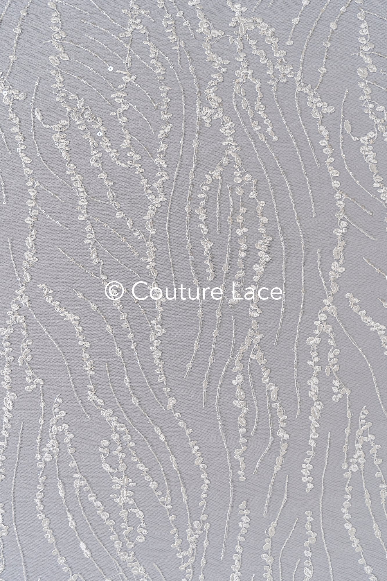 Elegant wave-dot lace with sequins for a glamorous wedding dress // L25-105S