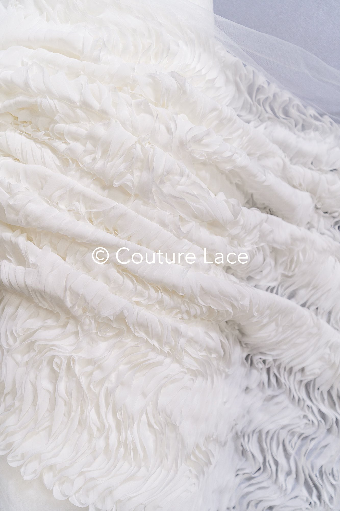 Soft flowing 3D chiffon fabric with wave pattern – Ideal for wedding dresses & accessories// L25-852