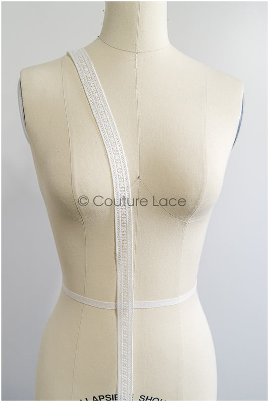 Garniture en dentelle nuptiale blanche/garniture en dentelle blanc cassé/garniture nuptiale/garniture en dentelle pour robe de mariée// T24-159