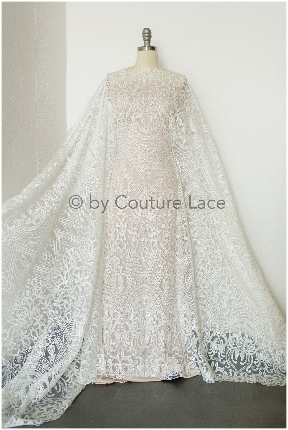Boho-Baumwoll-Spitzenstoff für Hochzeitskleid, Stickerei-Spitzenstoff für Boho-Bräute, geometrische Baumwollspitze, Boho-Brautkleid-Spitze// L19-248