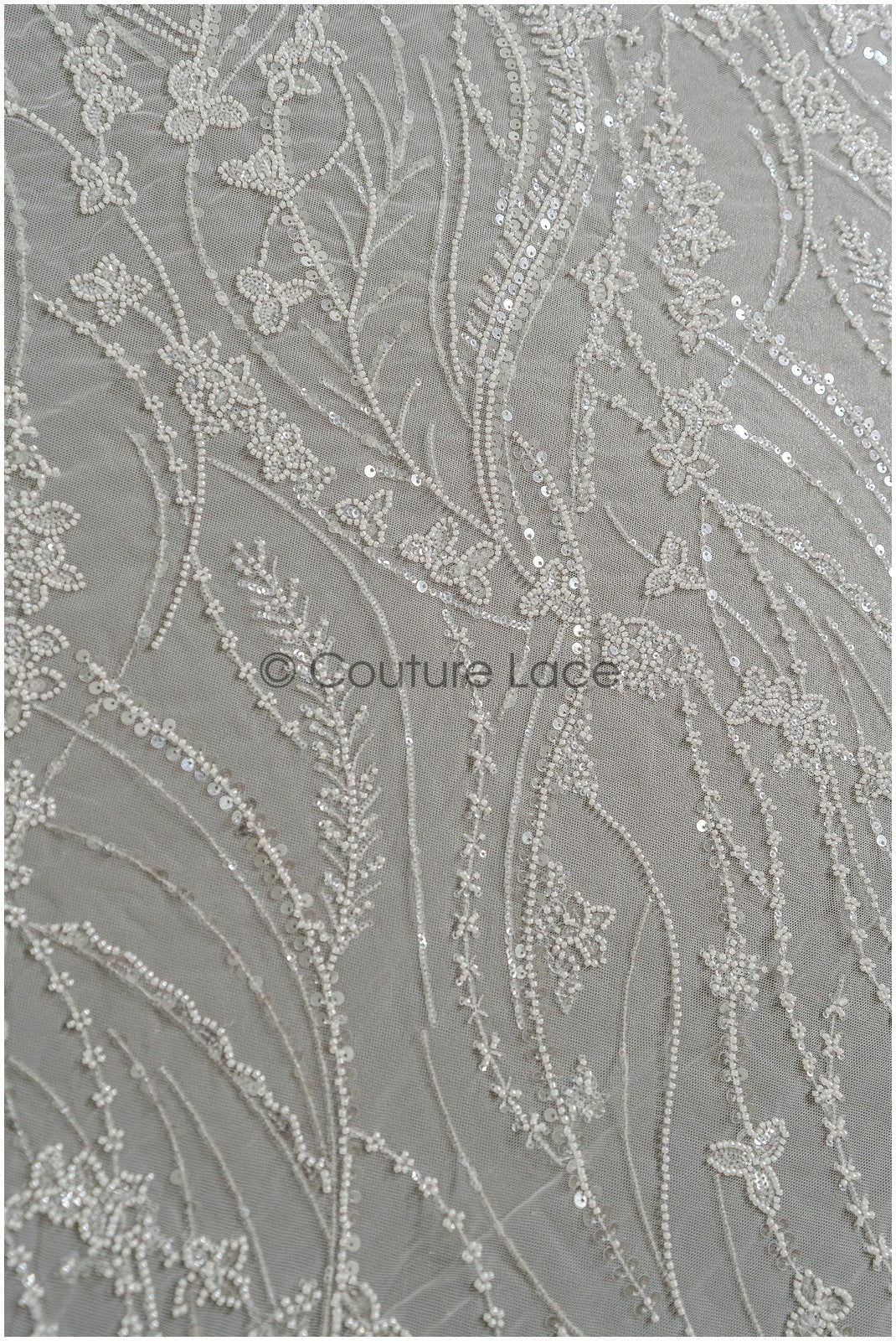Perlen-Spitzenstoff/ Couture-Spitzenstoff/ Braut-Spitzenstoff/ Perlen-Spitze// L22-218B