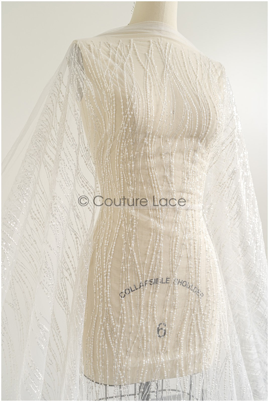 Wunderschöner Spitzenstoff mit Wellenmuster/ Couture-Spitzenstoff/ Braut-Wellen-Punkt-Spitze// L22-465
