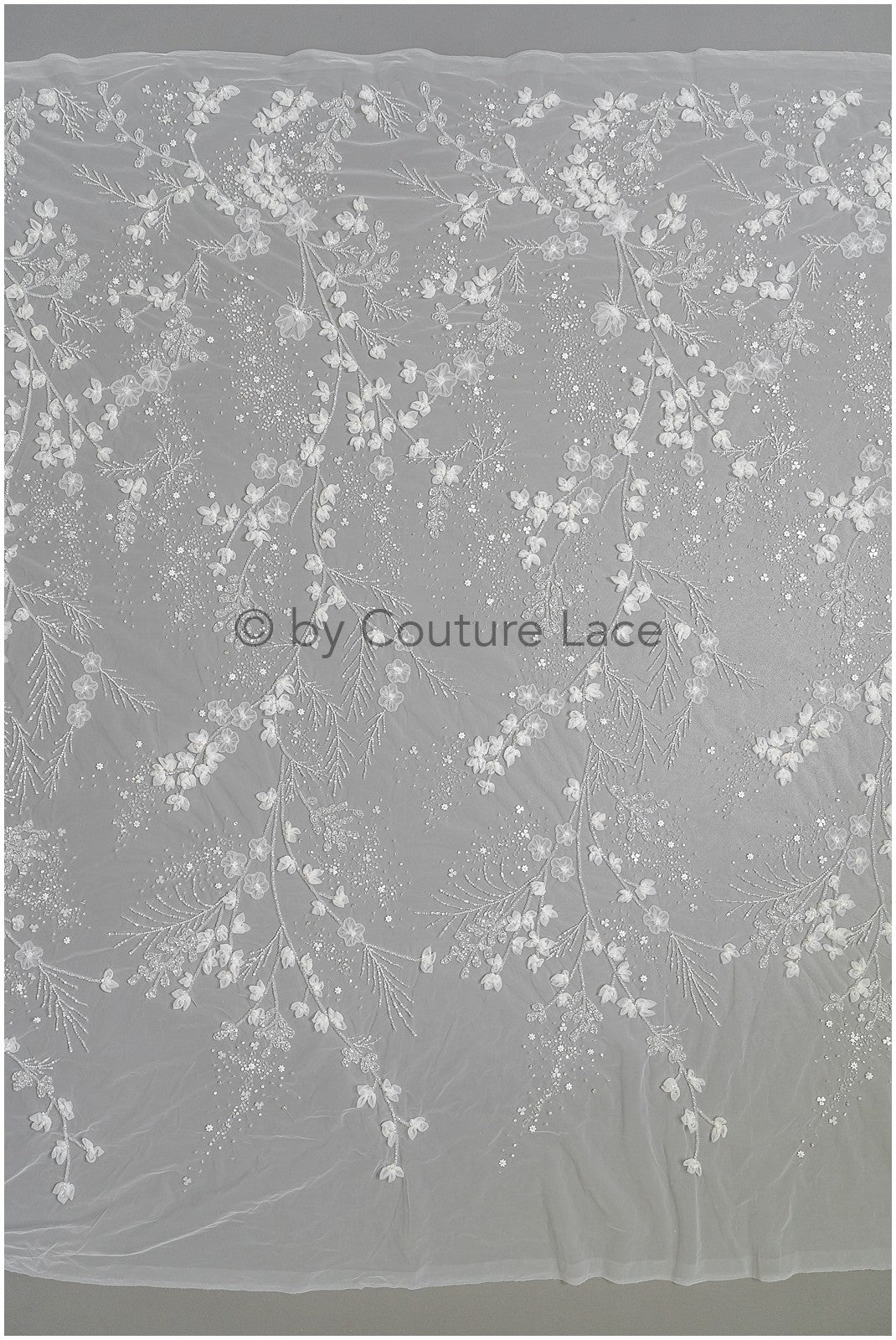 Handperlen-Brautspitze, 3D-Blumen-Spitzenstoff, luxuriöse schwere Perlen-Hochzeitskleid-Spitze, Designer-Couture-Spitze// L22-525(1E=85cm)