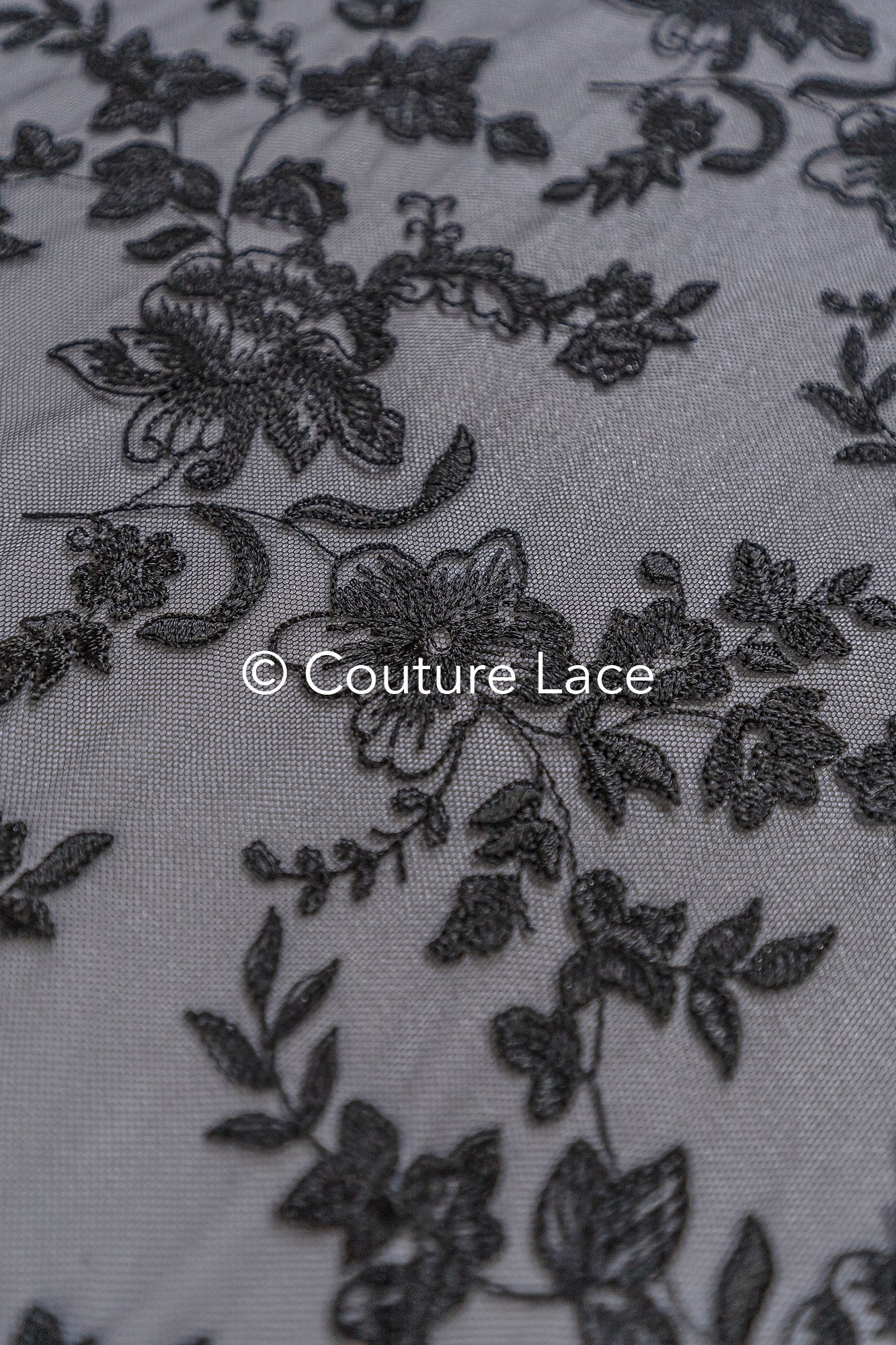 Abendkleid Spitze Stoff/ schwarze Spitze/ florale Abendkleider Spitze/ schwarze Couture Spitze// L25-007BLK