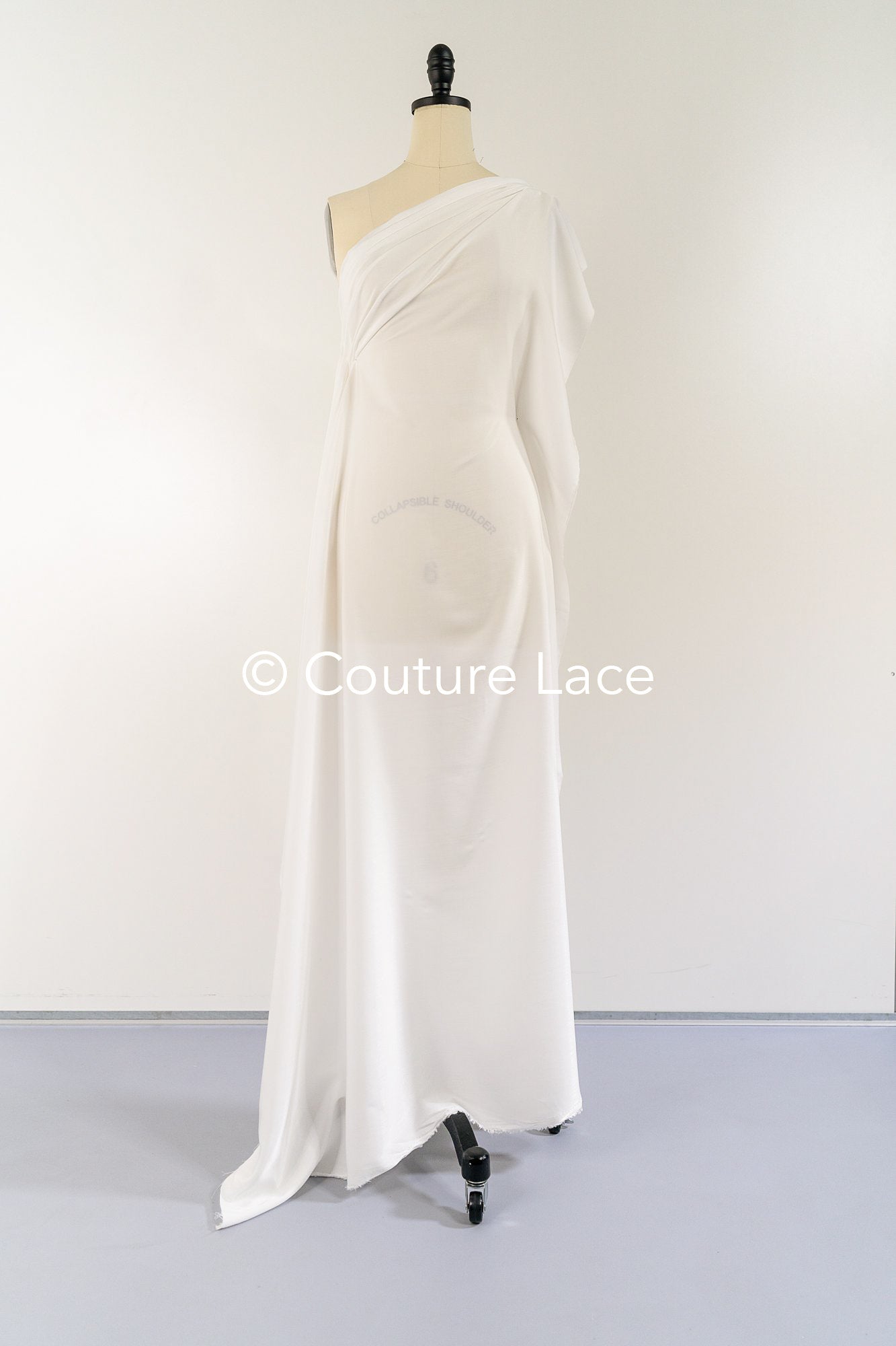 Silky Off-White Viscose Rayon Satin 20MM – Fine fabric for bridal wear, formal wear and home textiles // R-131