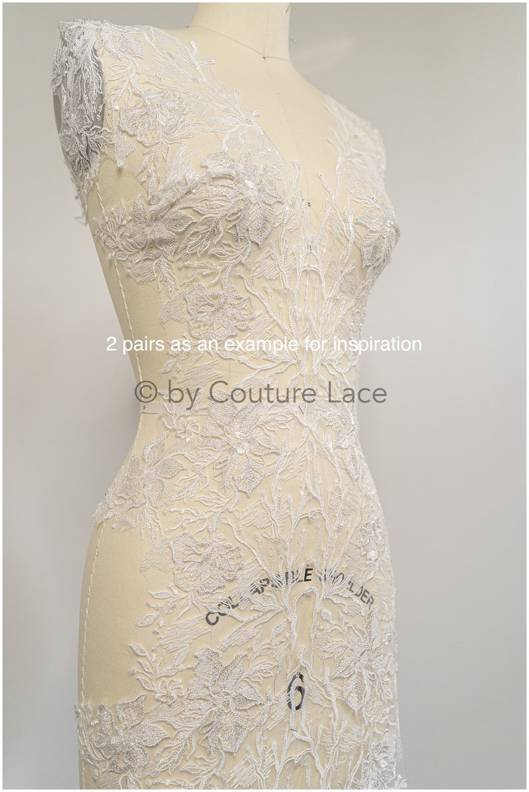 Brautspitze Borte mit Perlen & Pailletten/ Spitzenborte off-white / Braut Borte/ Spitzenborte für Brautkleid// T24-118