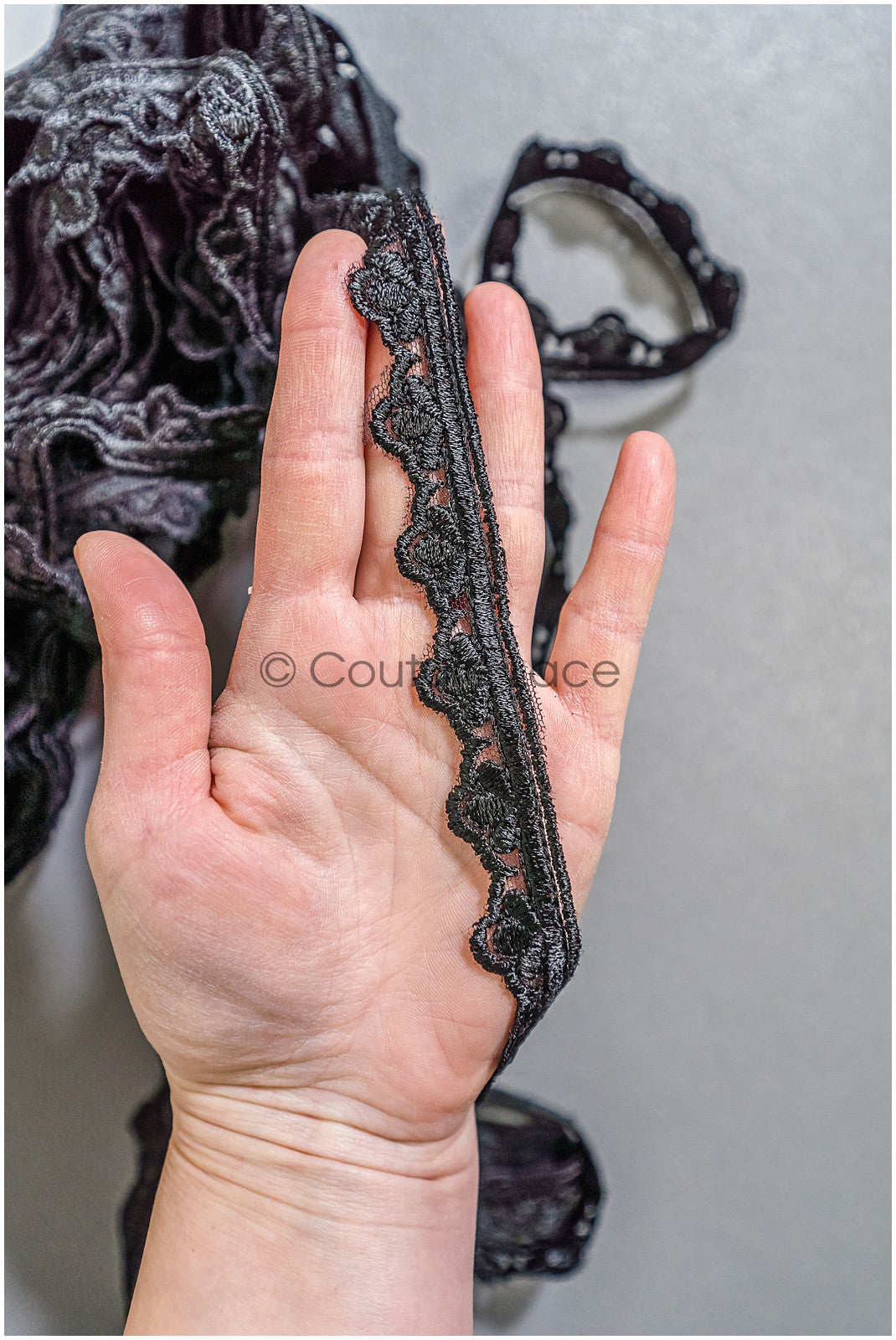 Brautspitze Borte Schwarz/ Spitzenborte schwarz/ Braut Borte/ Spitzenborte für Abendkleid// T24-156