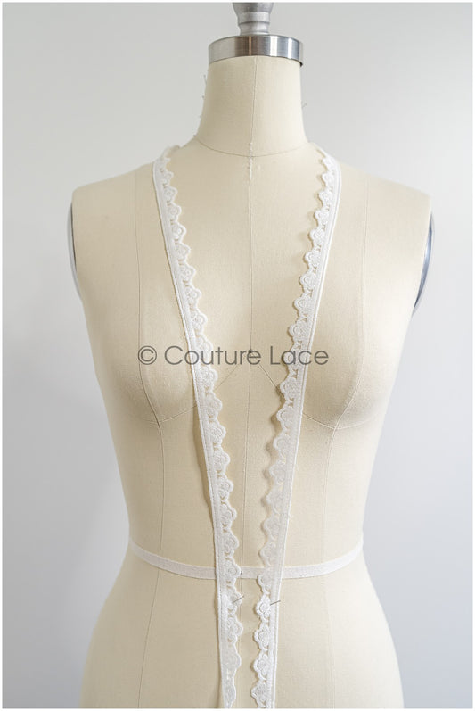 Garniture en dentelle nuptiale blanche/garniture en dentelle blanc cassé/garniture nuptiale/garniture en dentelle pour robe de mariée// T24-157