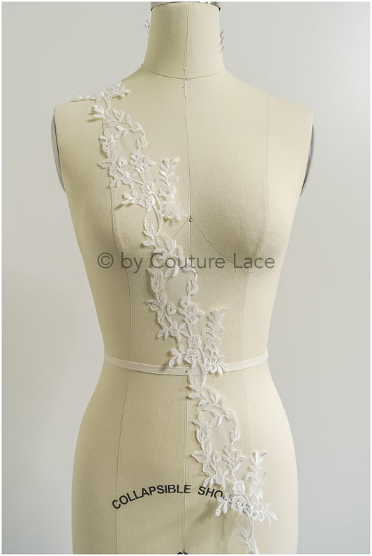 Garniture en dentelle nuptiale blanche/garniture en dentelle blanc cassé / garniture nuptiale/garniture en dentelle pour robe de mariée// T24-228