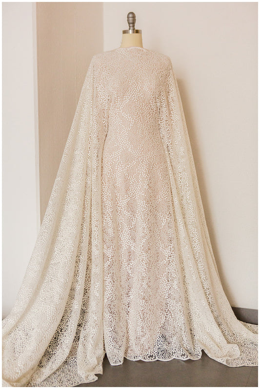 Dot-Lace/ Brautspitzenmaterial/ Offwhite-Brautspitze/ Dot-Design-Hochzeitsspitze/ Couture-Spitze // L18-195