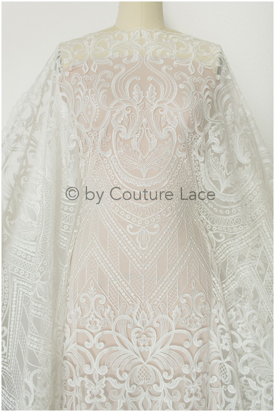 Boho-Baumwoll-Spitzenstoff für Hochzeitskleid, Stickerei-Spitzenstoff für Boho-Bräute, geometrische Baumwollspitze, Boho-Brautkleid-Spitze// L19-248