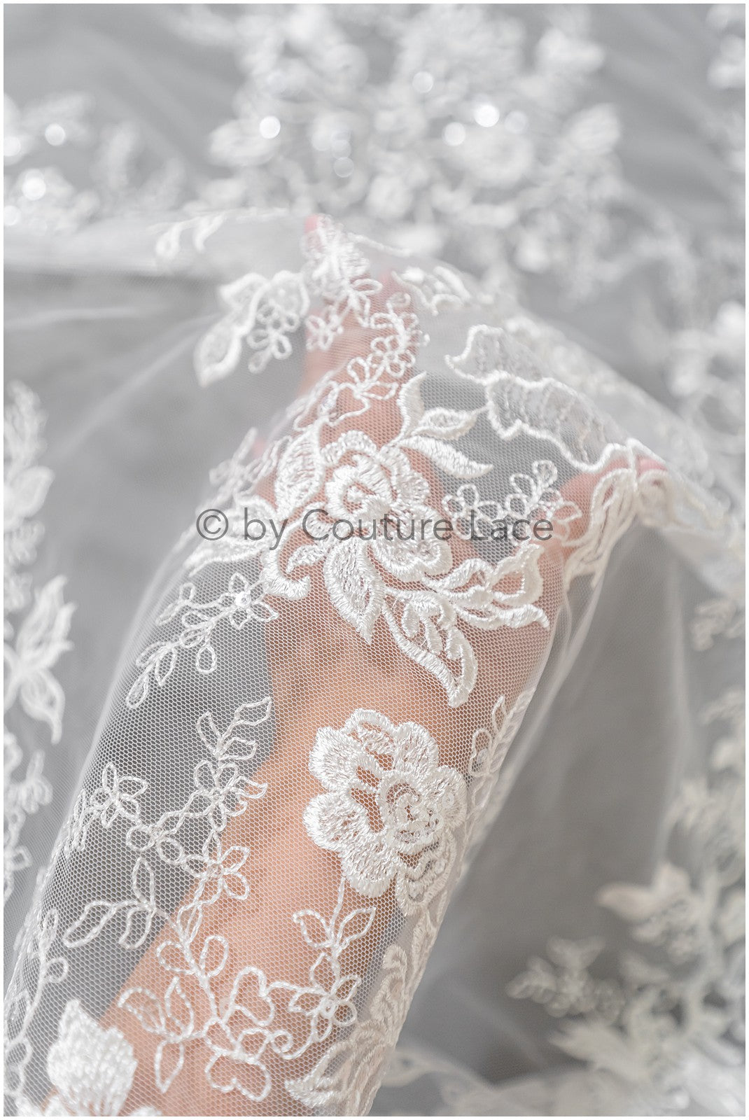 Romantic floral lace fabric/ embroidered floral lace off-white/ wedding dress lace/ rose lace fabric/ bridal lace// L25-031NT