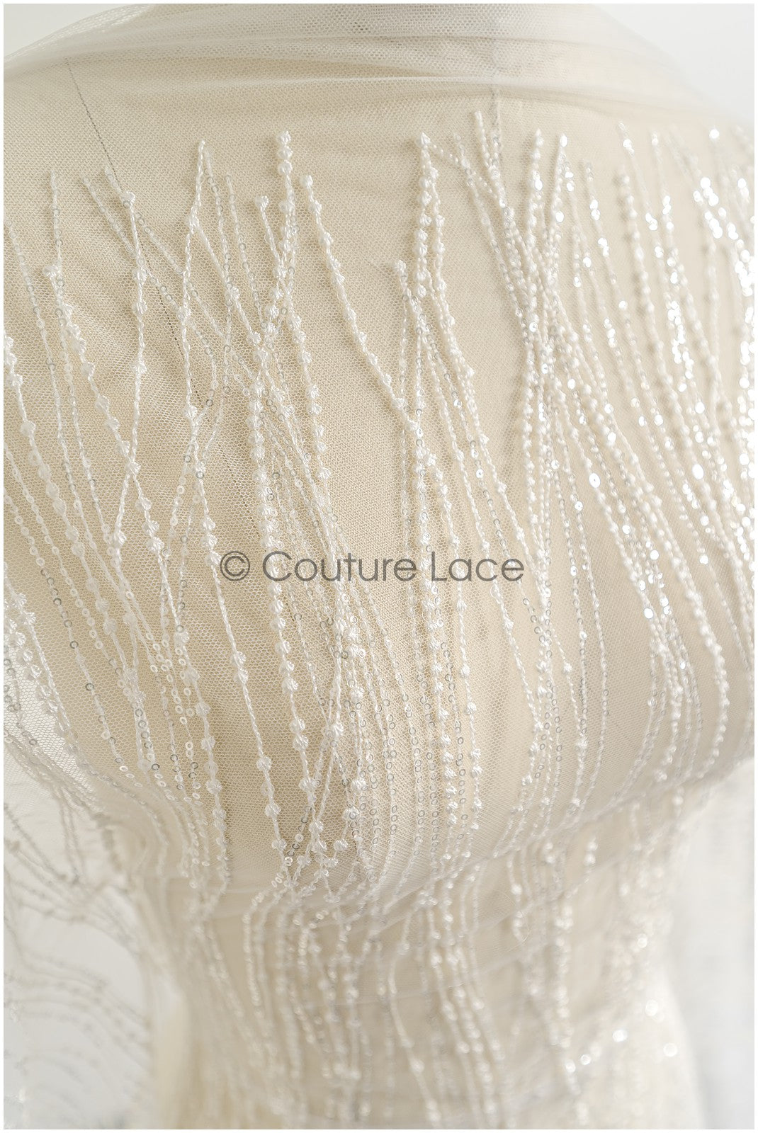 Wunderschöner Spitzenstoff mit Wellenmuster/ Couture-Spitzenstoff/ Braut-Wellen-Punkt-Spitze// L22-465