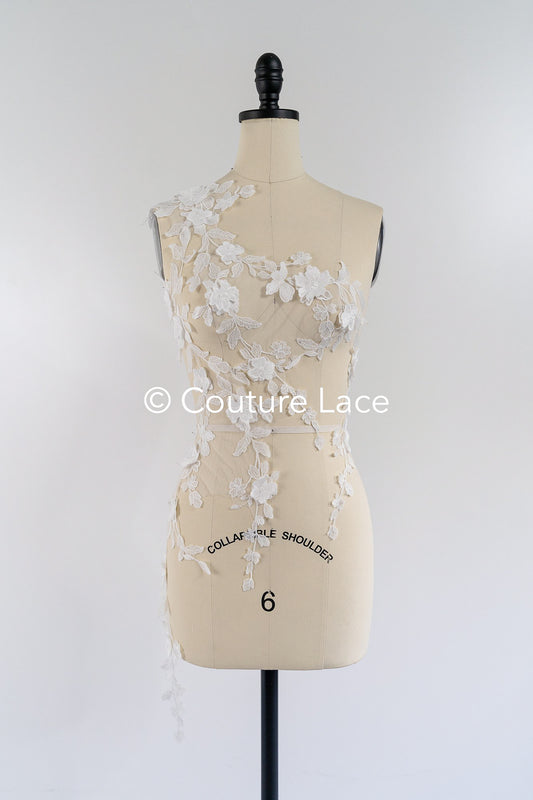 Romantische 3D Blumen Applikationen für Brautkleider/ Brautspitze Blumen // A25-477