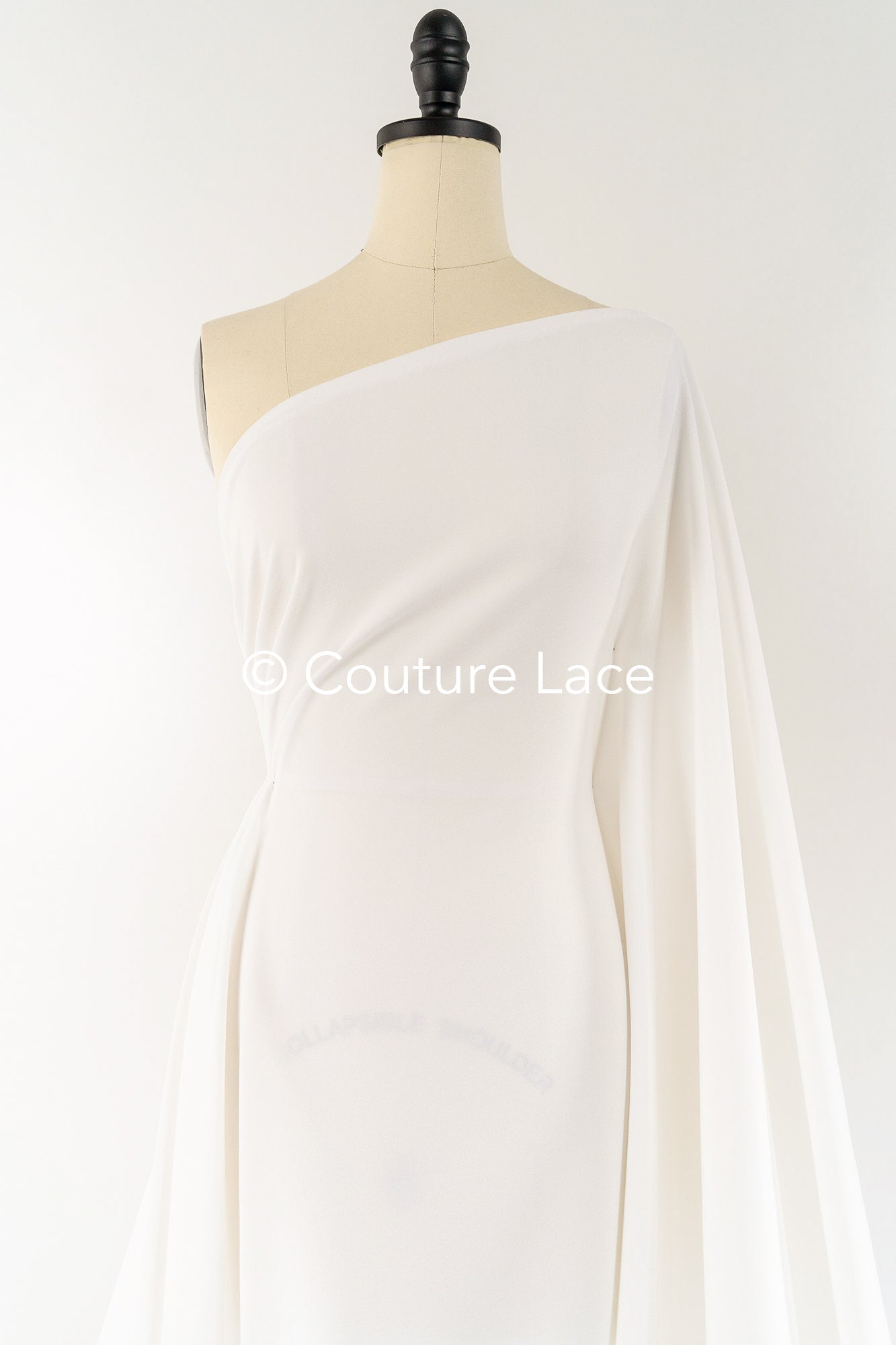 Heavy off-white stretch crepe fabric for wedding dresses – High-quality elastic fabric for creative wedding designs | Ideal for bridal wear & customization // R-195 (copy)