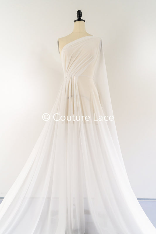 Feiner, Fließender Georgette Stoff in Off-White – Ideal für Brautmode und festliche Kleidung // R-199-4