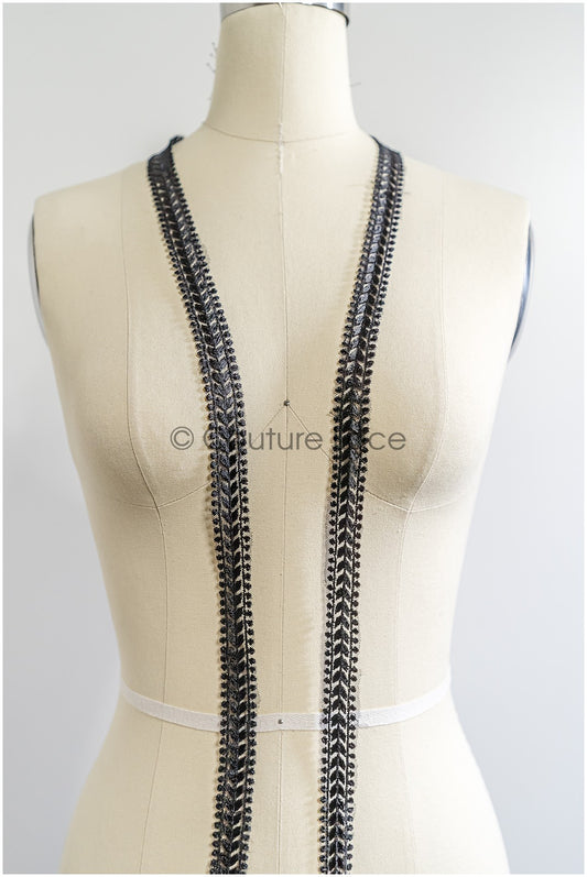 Garniture en dentelle nuptiale noire/garniture en dentelle/garniture de ceinture de mariée/garniture en dentelle pour robe de mariée// T24-154