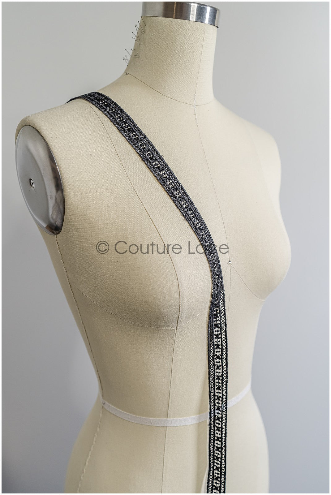 Brautspitze Borte Schwarz/ Spitzenborte schwarz/ Braut Borte/ Spitzenborte für Abendkleid// T24-158