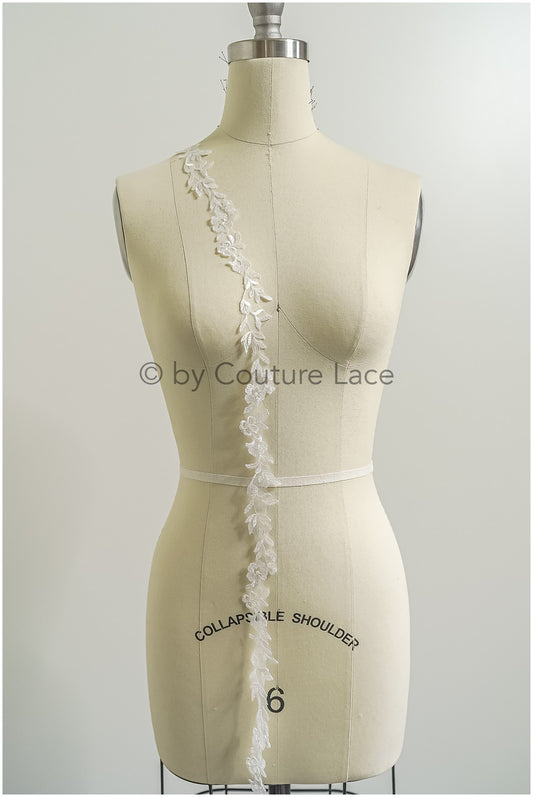 Garniture en dentelle nuptiale blanche/garniture en dentelle blanc cassé / garniture nuptiale/garniture en dentelle pour robe de mariée// T24-226